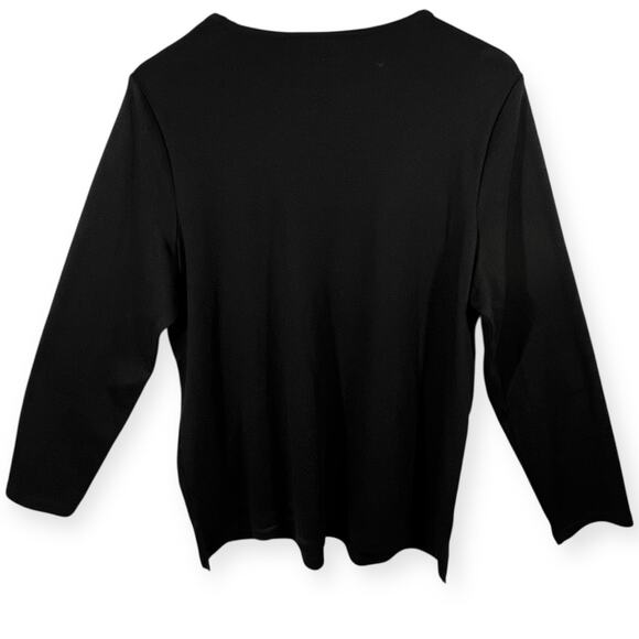 Quacker Factory T-Shirt Long Sleeve Hearts Black Cotton Blend Valentine Large - Picture 4 of 11